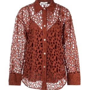 Vince Lace Eyelet Cotton Blouse